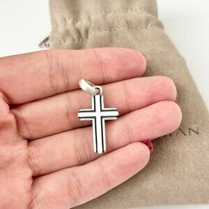David Yurman 925 Sterling Silver Small Deco Cross Pendant